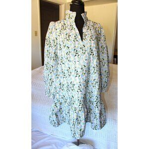 Tuckernuck Floral Tiered Midi Dress in Light Blue, White & Green